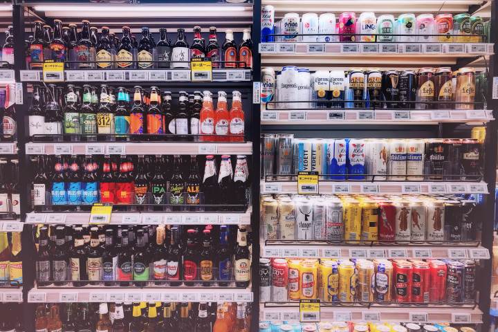 Santorini convenience store beer display