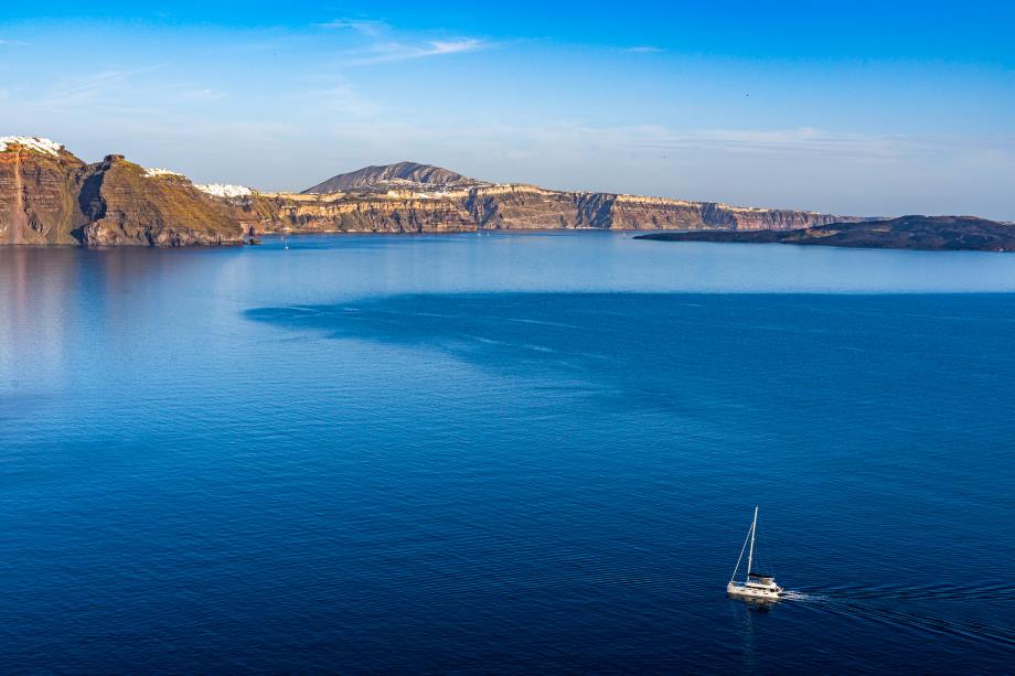 Santorini catamaran at Santorini