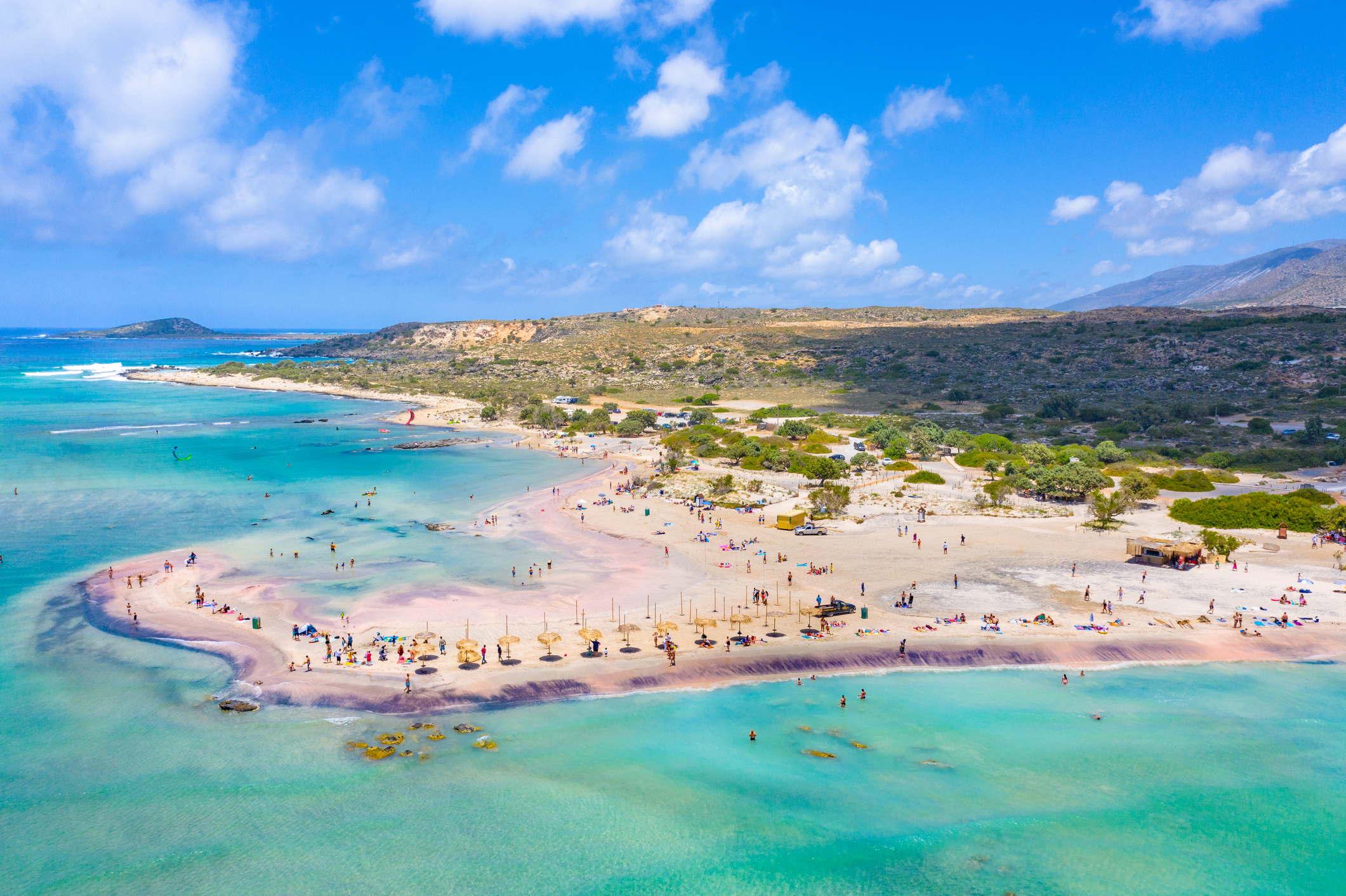 Tropical sandy beach with turquoise water, in Elafonisi, Crete, Greece