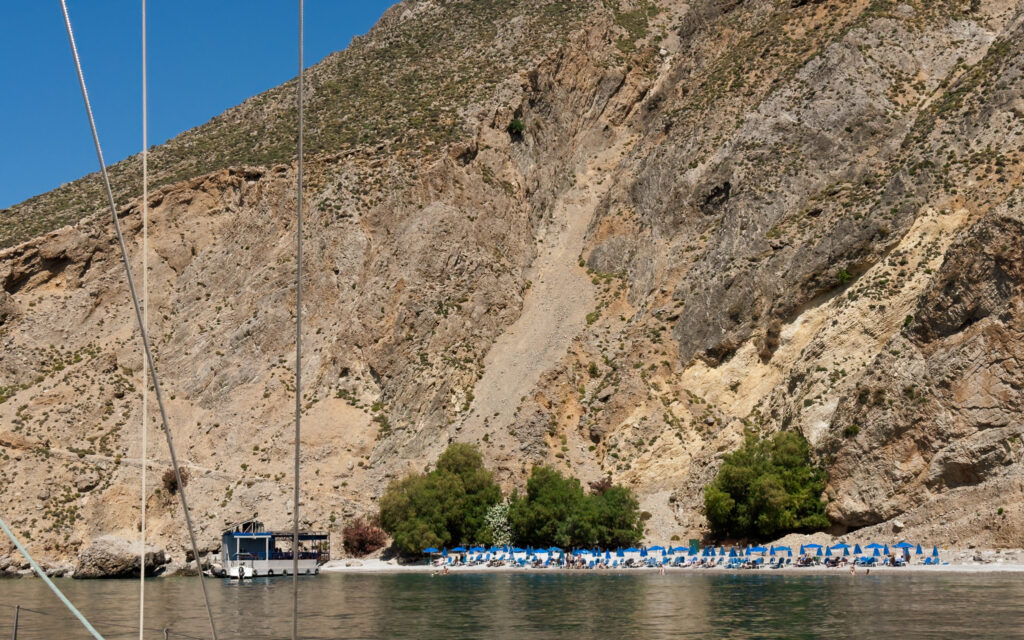 Beaches in Chania Crete Greece Glyka Nera from sea view