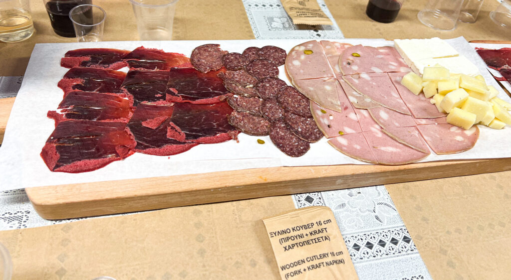 Athens Food Tour meat sampling platter at tasting