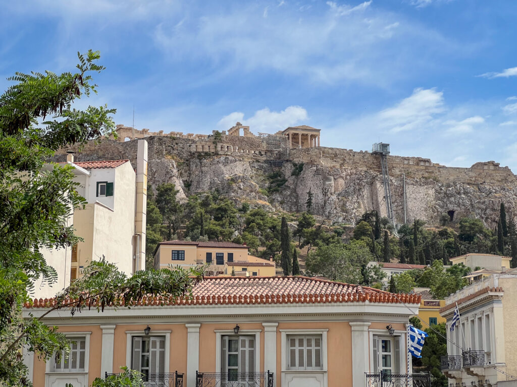 Plaka neighborhood with Acropolis in the background