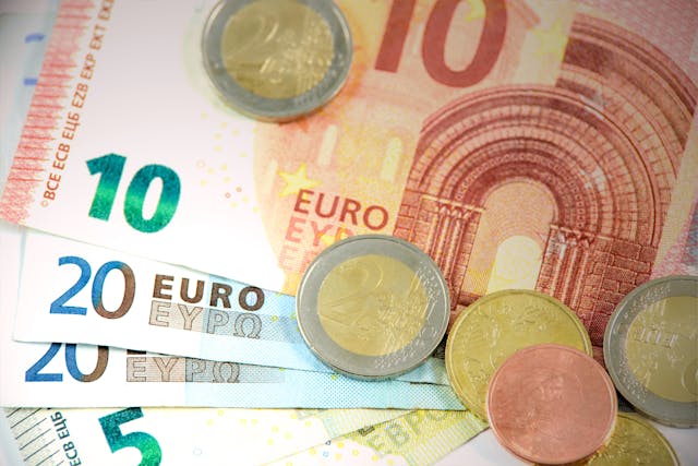 a close up of euro currency
