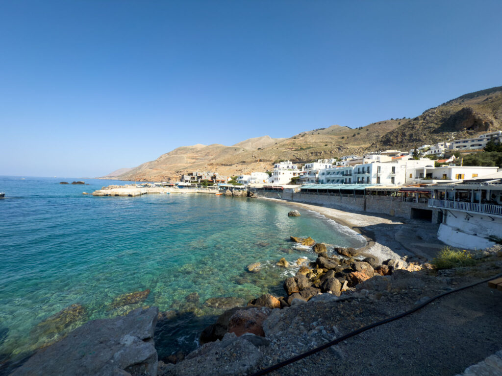 The charming port of Sfakia on the south coast of Crete, departure point for private sailing tours