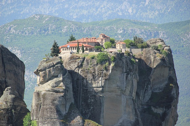 Meteora on a cliff