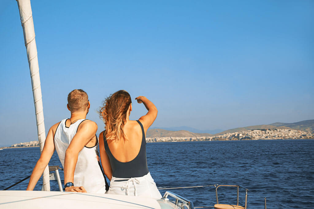 Couple enjoying a scenic boat ride